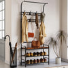 Garvee Hall Tree Bench, Rustic Brown with 8 Hooks, Storage Bench with Hanging Bar, Coat Rack for Entryway, Hallway, Bedroom