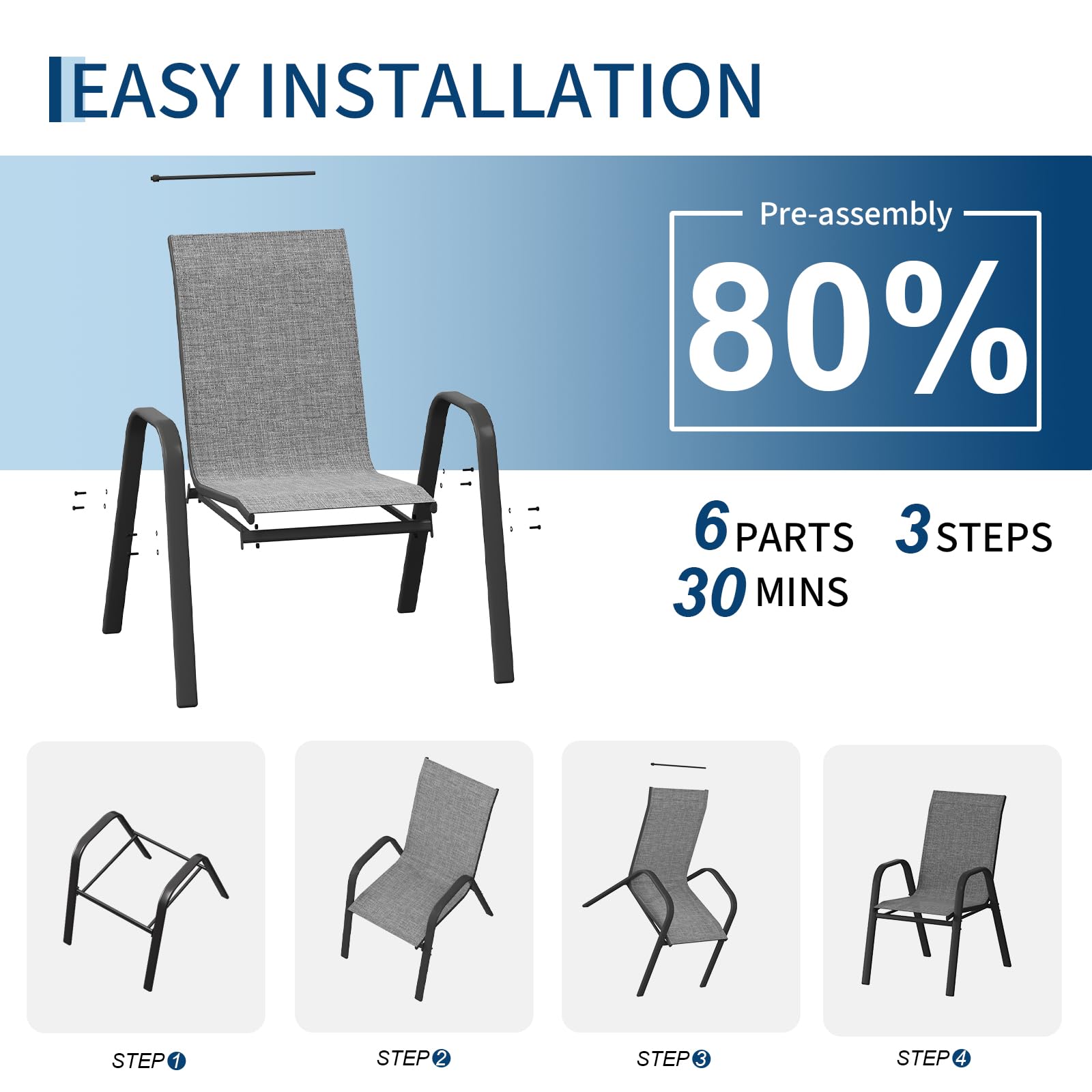 Stackable Garvee patio chairs for camping lawn garden and porch