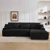 Garvee 106 in Modular Sectional Sofa, L-Shaped Boneless Cloud Couch, Memory Foam, Black, Living Room - Black - Right Facing Chaise
