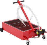 Garvee 20-Gallon Electric Oil Drain Pan with 110V Pump, 8.2ft Hose, 4-Wheel Cart for Trucks, Buses, SUVs - Heavy-Duty Low-Profile Steel Tank, Fold Handle, Red - Red-Electric-110V