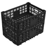 Garvee 52L Heavy-Duty Collapsible Milk Crate - Reinforced Plastic Storage Crate for Garage, Kitchen & Office - Multi-Use Foldable Crate, Lightweight Black - 2Black