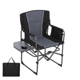 Garvee Camping Directors Chair Heavy Duty Oversized Portable Folding Chair With Side Table For Beach Fishing Trip Picnic Lawn Concert Outdoor 31.89x19.69x36.22 Inches Black - Black&Grey