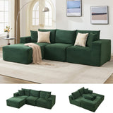 Garvee 108" Modular Sectional Sofa L-Shaped Boneless Cloud Couch With 67.5" Chaise Corduroy Fabric No Assembly - Lie Left | Corduroy | Green