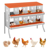 Garvee 8 Compartments Chicken Nesting Boxes for Laying Eggs, Poultry Nesting Boxes, Egg Laying Boxes for Chickens & Hens, Heavy-Duty Galvanized Steel, Easy Assembly, Protective Design - Orange 8 Hole  With Legs