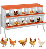 Garvee Chicken Nesting Box 10 Compartments Two-Tier Galvanized Steel for Easy Egg Collection Wall Mounting Large Vented Holes - Orange | 10 Compartments