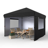 Garvee 10' X 10' Commercial Instant Pop-Up Canopy Tent, Heavy-Duty 210D Oxford Fabric with UV 50+ & Waterproof, 3 Removable Sidewalls for Farmers Markets, Outdoor Events, Sandbags Included, Black - Black