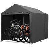 Garvee Outdoor Bike Shelter for 3 Bikes - Waterproof Oxford 420D Fabric, Aluminum Frame, Triangular Roof, Black, Garden Storage