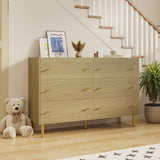 Garvee Farmhouse 6 Drawers Dresser Natural Wood Rustic Chest for Bedroom Living Room 47.2in Wide Natural Texture - Natural