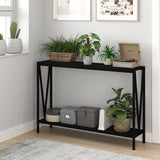 Garvee Black Console Table, 42.9" Black Entryway Table, Industrial 2-Tier Skinny Sofa Table with Shelf, Console Tables for Entryway, Living Room, Hallway, Foyer, Corridor, Office, Black - Black