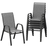 Garvee Patio Chairs Set of 6 Stackable Outdoor Dining Chairs with Textilene Fabric for Backyard Poolside Garden Balcony Grey - Grey
