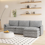 Garvee 108" Modular Chenille Cloud Sectional with Ottoman, Extra-Deep L-Shape Sofa for Living Room & Apartment, 108x62x37, Gray - Light Grey