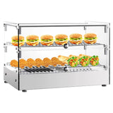 Garvee 22 Inch Commercial 2-Tier Food Warmer Stainless Steel Pastry Cabinet For Cafe Buffet Restaurant, Countertop Display Case, Rear Access Door, Silver