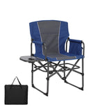 Garvee Oversized Camping Directors Chair With Side Table And Storage Pouch For Beach Fishing Picnic Concert Tailgating 31.89x19.69x36.22 Inches Blue&Grey - Blue&Grey