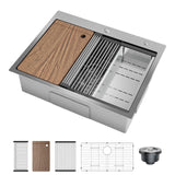 Garvee Drop In Kitchen Sink 25x22x9 Inch Stainless Steel Single Bowl Topmount Sink Silver With Drain Assembly And Mounting Clips For Home Kitchen