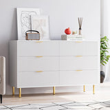 Garvee Fluted White Dresser with 6 Drawers, 56" Wide Modern Chest of Drawers with Curved Profile Design, Wooden Dresser TV Stand, Wood Drawer Organizer for Bedroom, Living Room, Hallway - White