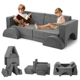 Garvee 8 Pcs Kids Couch + Multifunctional Sofa + Playing & Sleeping + Sponge Foam & Flannel + Imaginative Furniture + Bedroom & Playroom