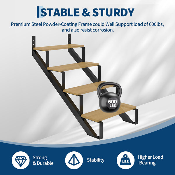 Triangular design supports 600 lbs