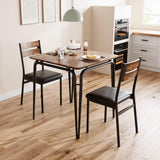 Garvee Dining Table for 2, Small Square Kitchen Set + Upholstered Seats + Space Saving + MDF Table Top + Reinforced Metal Frames + Ideal for Small Spaces - Retro Color