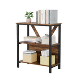 Garvee Vintage Bookshelf with Dimmable RGB LED Lighting, Open Wooden and Metal Shelf, Three-Tier, Nostalgic Color, Living Room or Office