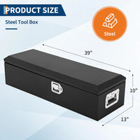 Boîte à outils en acier Garvee de 39 pouces pour plateau de camion - Conception en diamant avec poignées latérales et clés de verrouillage, rangement compact et durable pour pick-up, camping-cars et remorques, noire