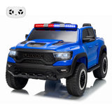 Garvee 12V Electric Ride On Truck for Kids Licensed RAM Pickup Truck Dual Motor Remote Control LED Lights Music Storage - Blue