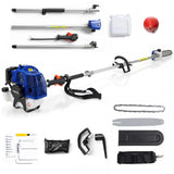 Garvee Gas Powered Pole Saw 52CC 2-Stroke Engine 12-Inch Cutting Bar Tree Trimming Branch Pruning 16 Ft Reach - Blue