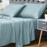 Garvee Bamboo Sheet Set King Size 16 Inch Deep Luxury 4-Piece Soft Breathable Blue Spa - Spa Blue