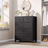 Garvee 5 Drawer Dresser Modern Wooden Drawers Cabinet Bedroom Living Room Hallway Black - Black