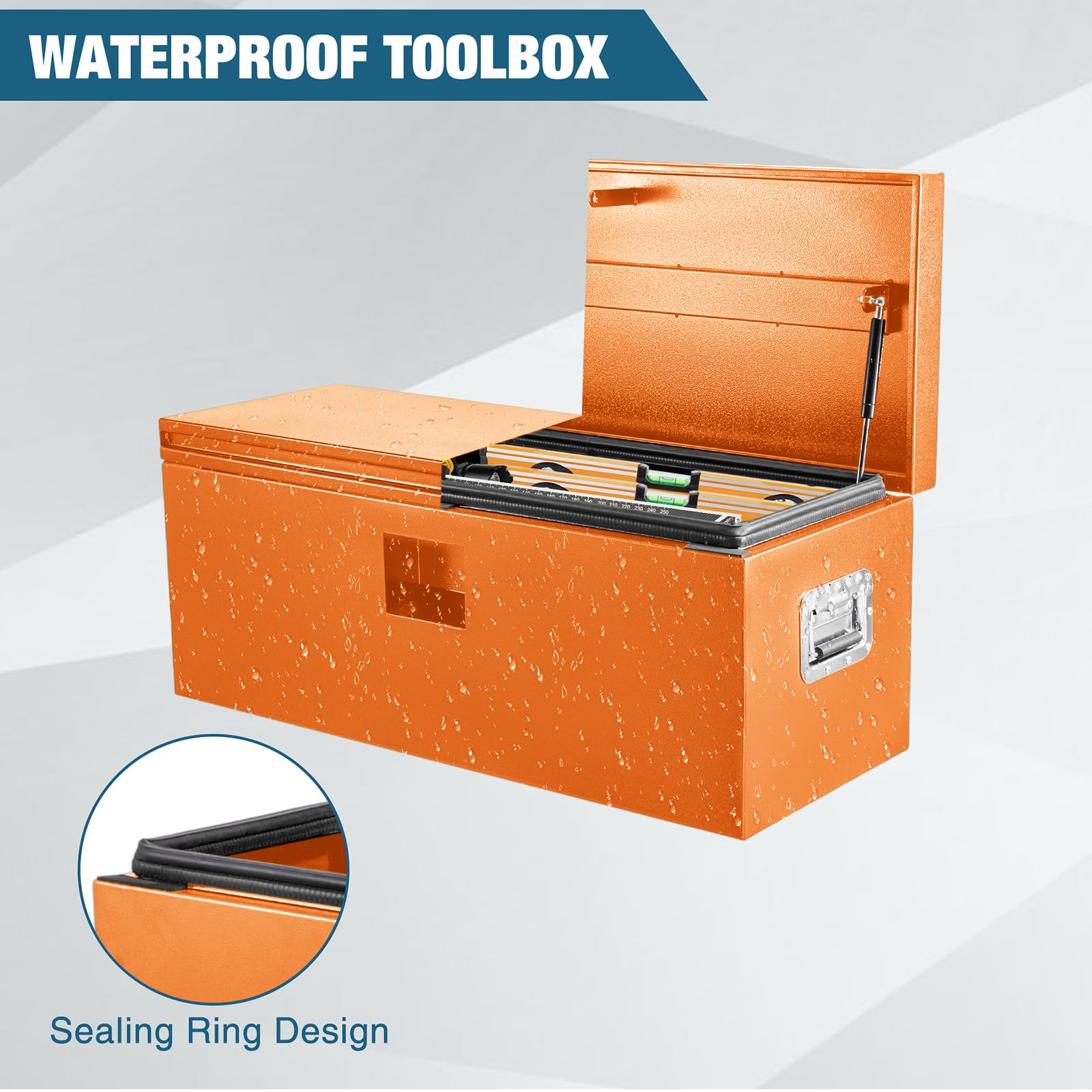 Weatherproof toolbox with sealing ring design