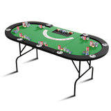Garvee Oval Poker Table with Collapsible Legs, Stainless Steel Cup Holders, Casino Leisure Gaming Table for 10 Players, 81.5" x 42" x 29.5", Green - Green-Steel Cup