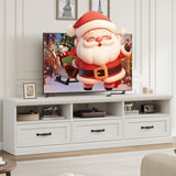Garvee 70" TV Stand With Drawers For 75/80 Inch TV, White, Modern Farmhouse, 70-Inch Wide, Wood TV Console - White