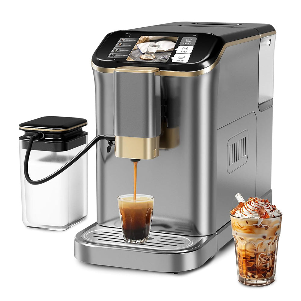 Garvee Best fully automatic espresso machine, Espresso Coffee Machines With Milk Frother Steam Wand, Insulated Milk Container for Cappuccino, Latte, Espresso Maker (20 bar, Gold)