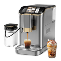 Garvee Best fully automatic espresso machine, Espresso Coffee Machines With Milk Frother Steam Wand, Insulated Milk Container for Cappuccino, Latte, Espresso Maker (20 bar, Gold)