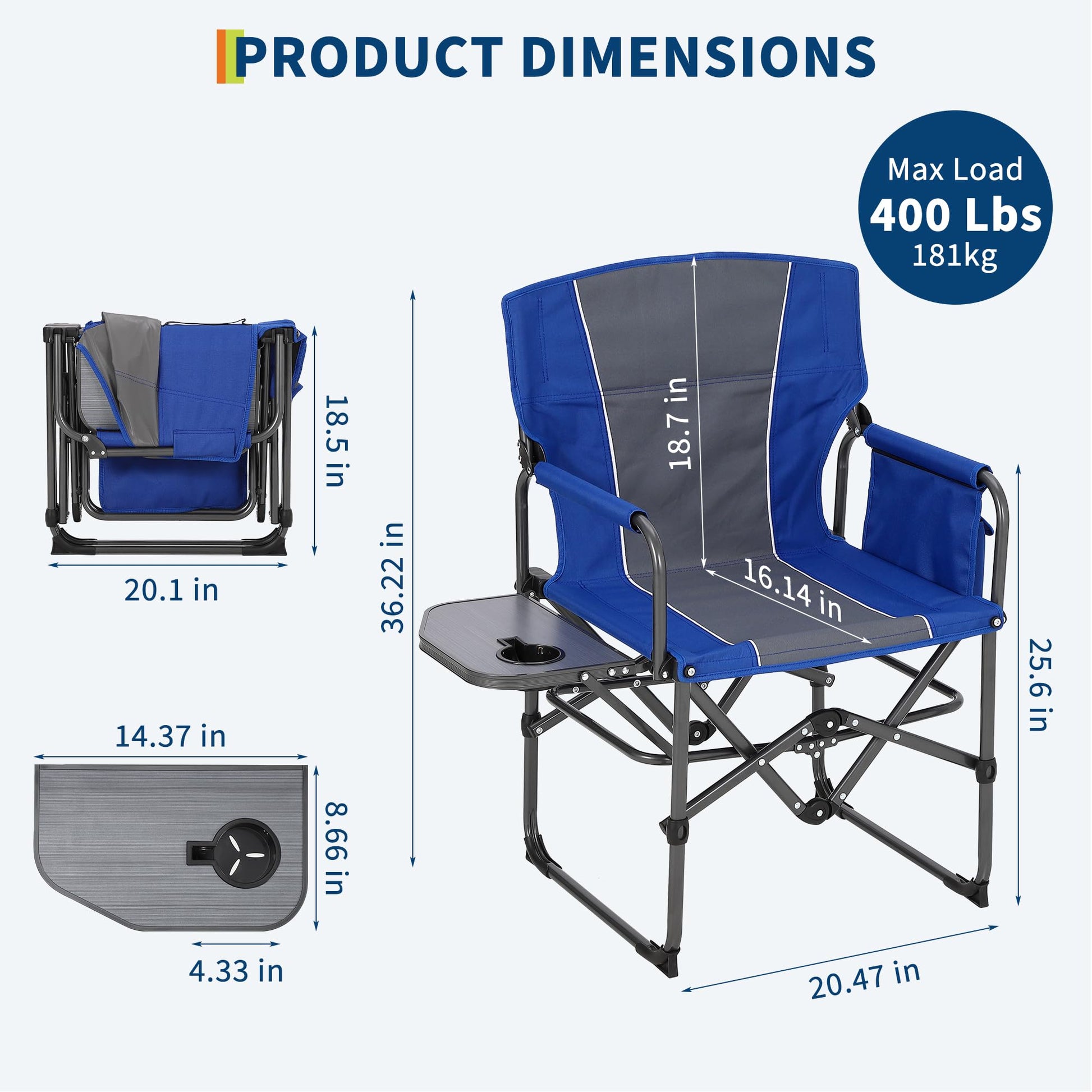 Oversized camping chair dimensions with high back and wide seat
