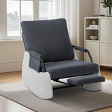 Garvee Rocking Recliner Chair for Adults, Modern Upholstered Plush Seating Glider Recliner with Side Pocket, Adjustable, Dark Grey - Dark Gray