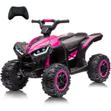 Garvee 12V Kids Quad ATV 4 Wheeler with Music, LED Lights for Boys & Girls - Pink
