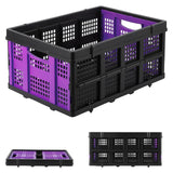 Garvee Collapsible Crate 55L Foldable Plastic Milk Crate with Side Handles for Storage, Purple, Heavy Duty - Purple