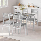 Garvee Dining Table for 4 with Cushioned Chairs, Small Space-Saving Square Dinette Set, White, 5 Piece Kitchen & Dining Room Set