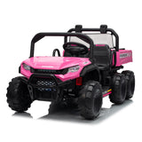 Garvee 24V 4WD Electric Ride On Dump Truck for Kids, 2 Seater, Remote Control, All-Terrain, Red - Pink