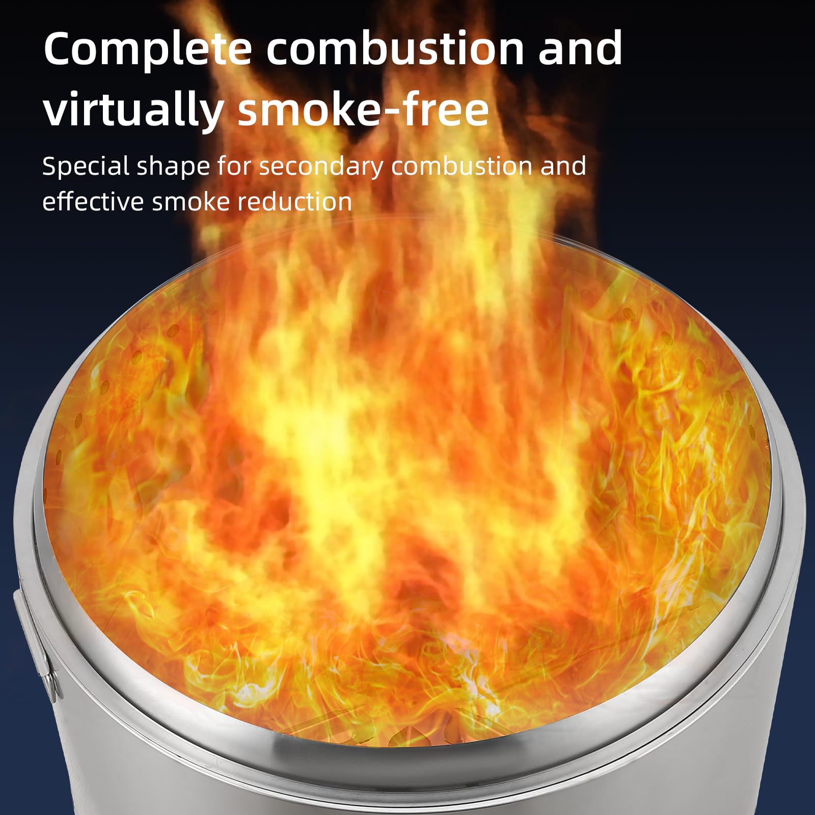 Complete combustion and virtually smoke-free fire experience