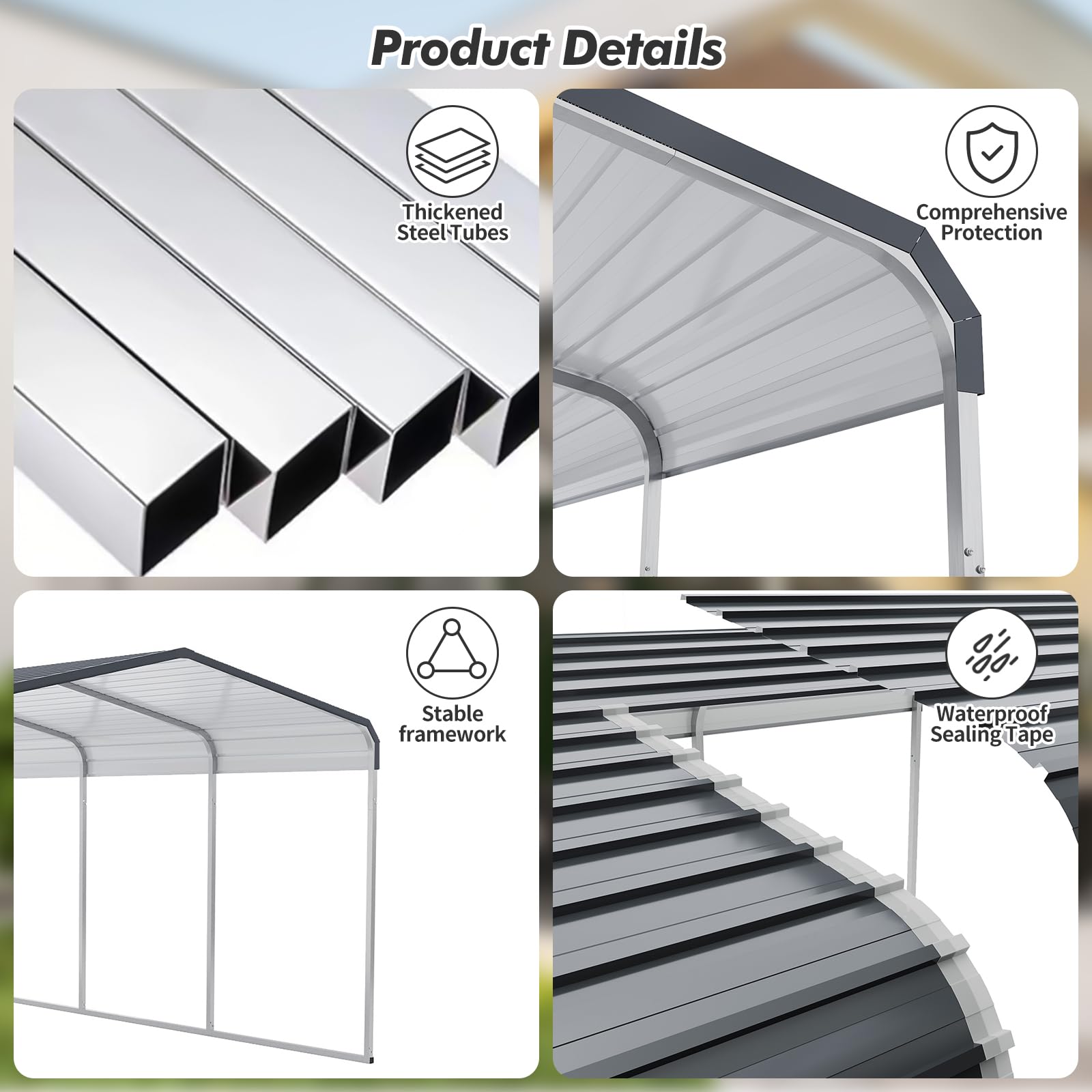 Heavy-duty steel frame and roof structure details
