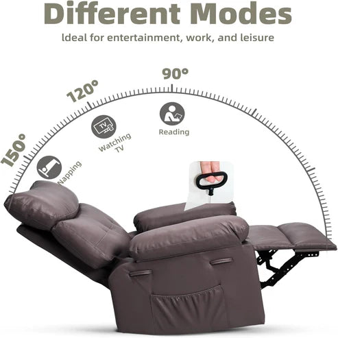 Garvee Oversized Recliner Chair - PU Leather Large Manual Recliner for Adults, Ultimate Comfort Lazy Boy with 1.5X Sponge Filling and Easy Recline Mechanism for Relaxation, Coffee