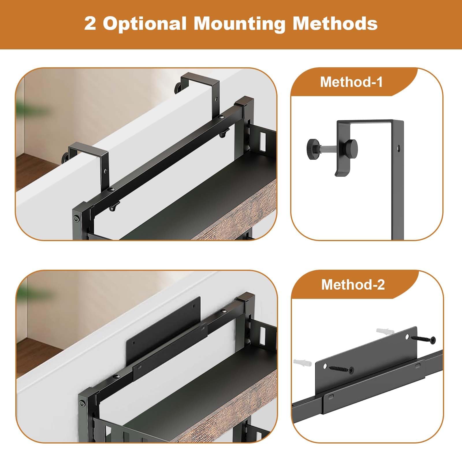 Two optional mounting methods for Garvee over-the-door spice rack