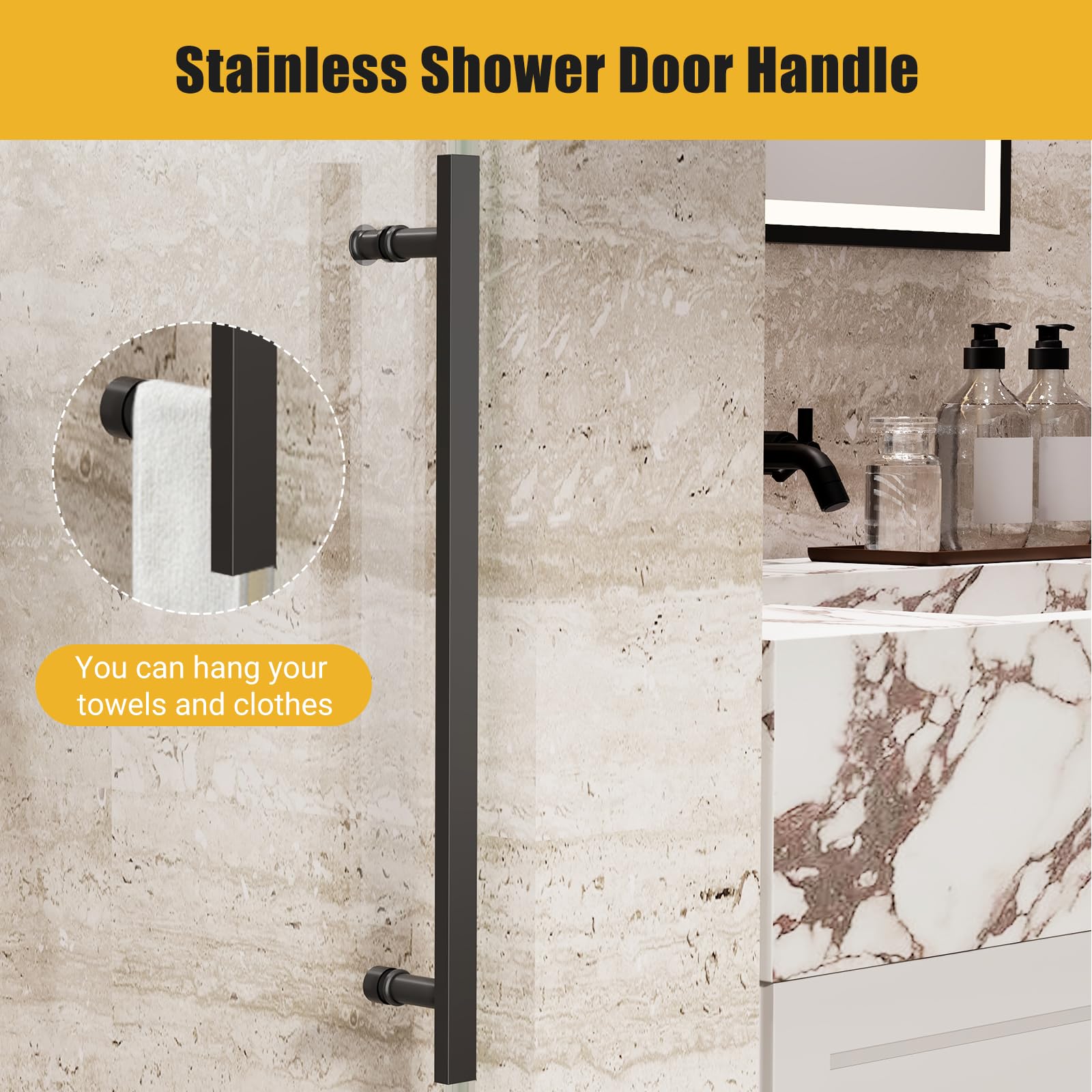 Rust-resistant stainless steel shower door handle