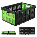 Garvee Collapsible Crate 55L Foldable Plastic Milk Crate with Side Handles for Storage Green Space-Saving Heavy Duty - Green