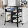 Garvee Printer Stand, Large Printer Table with Power Outlets and USB Ports, Mobile Printer Stand, 4 Tier Rolling Printer Cart with Wheels for Desktop CPU, Home Office Living Room, Rustic Black