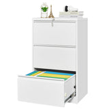 Garvee Carbon Steel Wide File Cabinet Durable Heavy Duty Office Storage Large Capacity Secure Locking Wide Drawer Design - Black