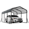 Garvee 10' x 15' x 8.5' Heavy Duty Metal Carport with Galvanized Steel Roof, Outdoor Metal Car Shelter for Tractors, Boat, Car, Grey