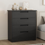 Garvee 4 Drawer Dresser Black Wooden Chest of Drawers for Bedroom Living Room Nursery Hallway Entryway
