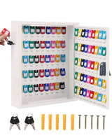Garvee 100 Keys Cabinet Organizer Wall Mount Steel Key Lock Box With 2 Keys 88 Hooks Colored Tags Heavy Duty White Secure Key Storage